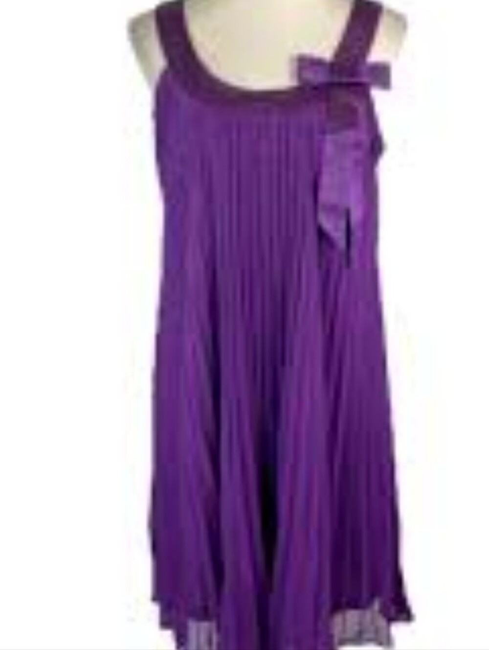 Robbie Bee Purple Pleated Sleeveless Dress with Side Bow